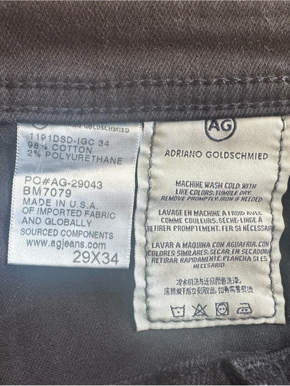AG Adriano Goldschmied The Nomad Modern Slim Distressed Black Jeans 29x34